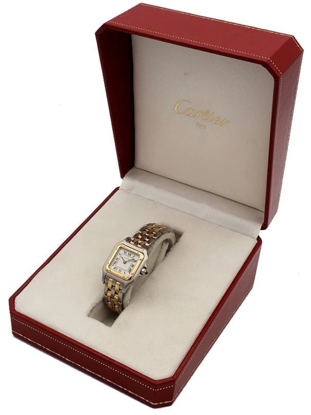 Cartier Panther 22mm Ladies Watch 18K Yellow Gold Stainless Steel Box Papers - Picture 2 of 9